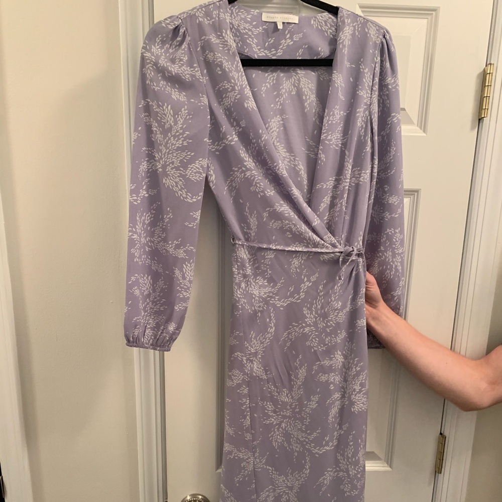 Purple and white print maxi wrap dress - Picture 1 of 4
